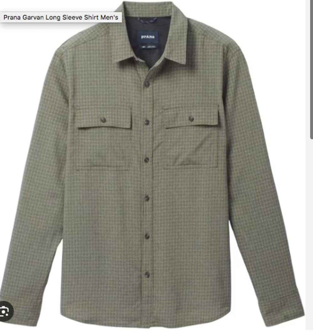PRANA NWT Men's Garvan Long Sleeve Shirt in Evergreen // Small Tall